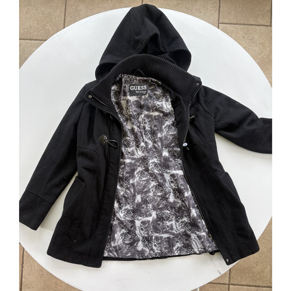 Guess Women’s Gray Wool Blend Coat Full Zip Toggle Buttons Size Large - Picture 3 of 8
